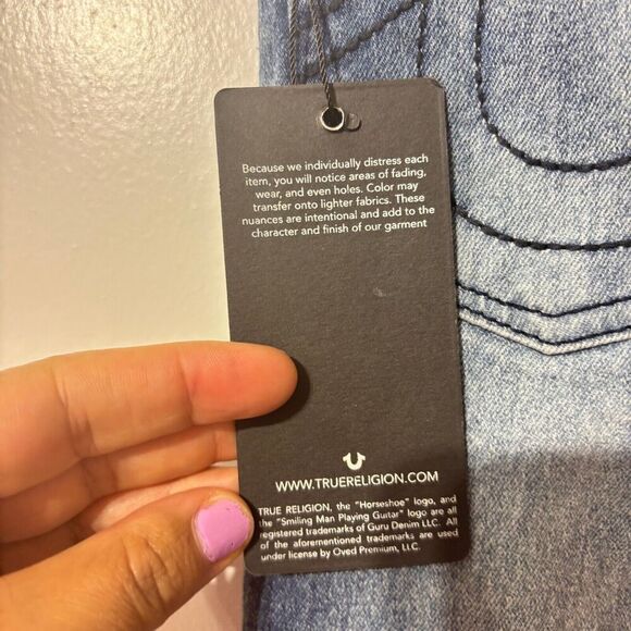 True Religion Geno Skinny Jeans 12 Blue Medium Wash Relaxed Fit Denim Ripped - Picture 6 of 13